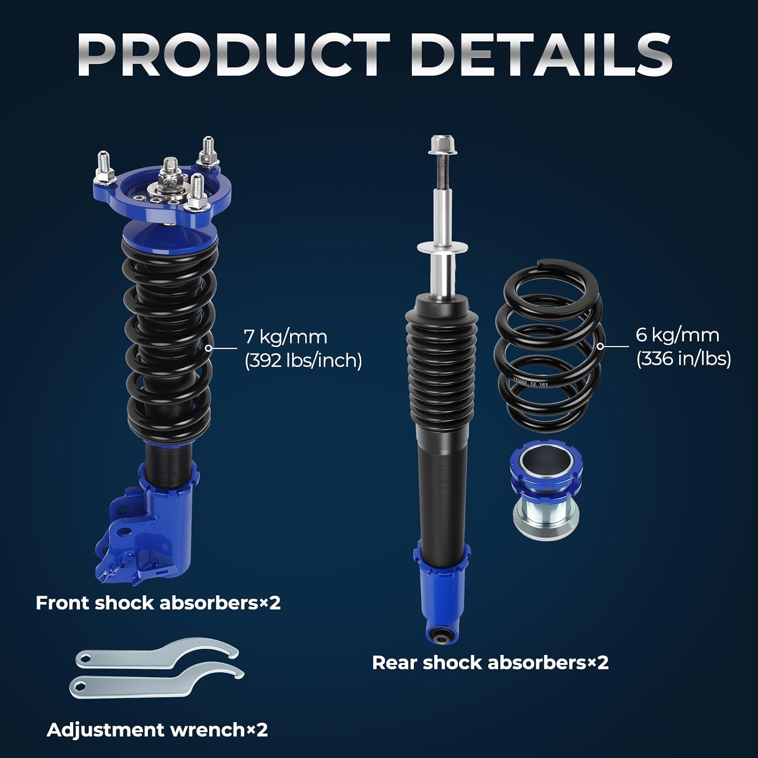 Adjustable Coilovers Compatible with Honda Civic Acura CSX 2006-2011 Absorber Struts Suspension Lowering Kit Blue