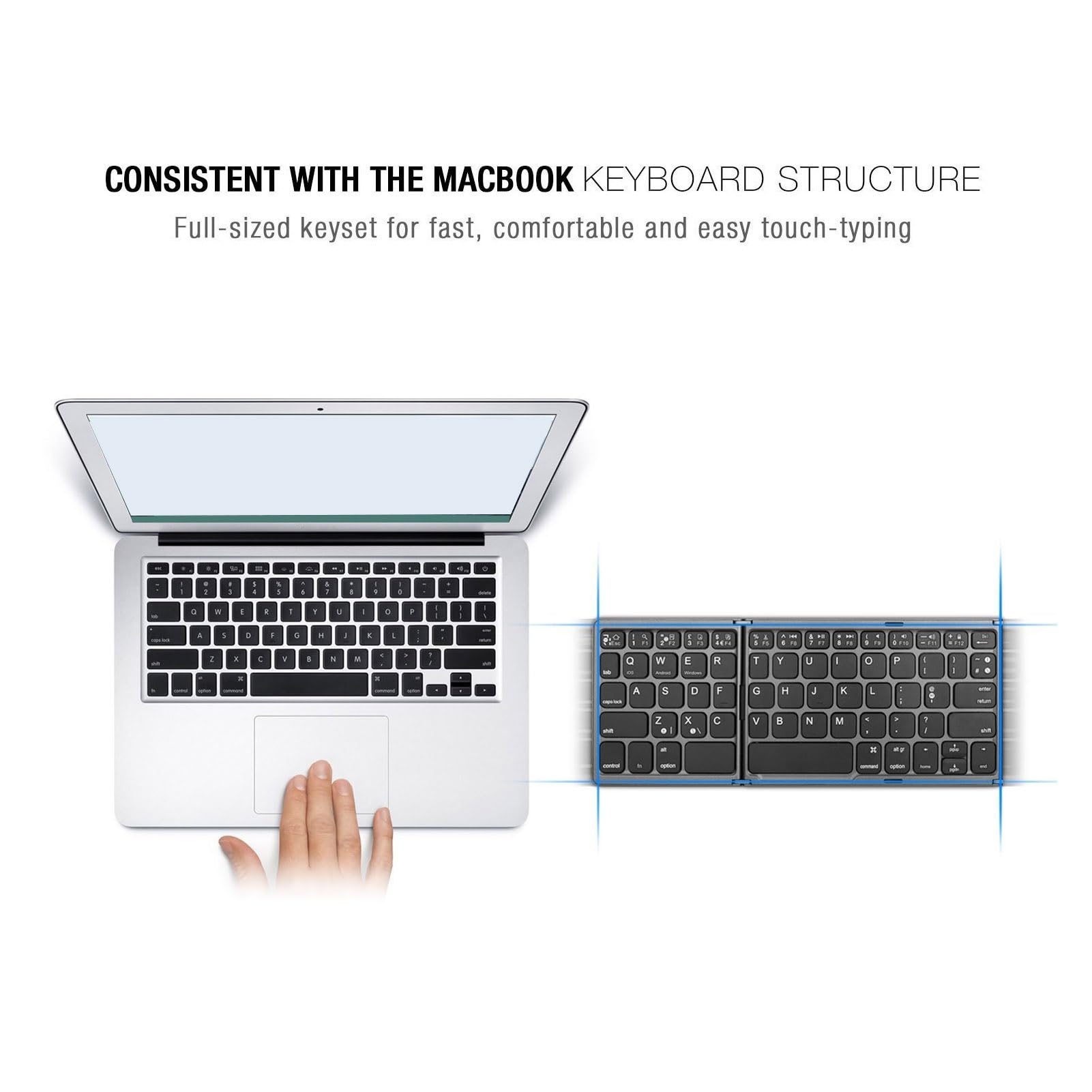 Przenośna Klawiatura, Przenośna Klawiatura Komputerowa z Touchpadem, Ergonomiczna Klawiatura do Pisania USB z Możliwością ładowania do Komputera PC Laptop Tablet (Czarny)