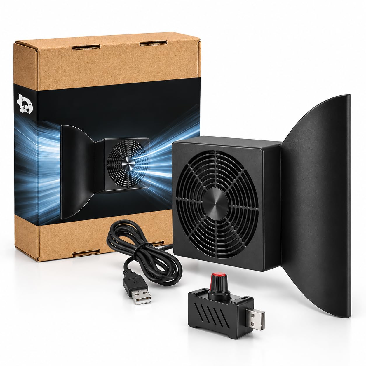 Ventilateur de refroidissement pour armoire, alimentation USB 5 V, installation sans perçage pour armoire AV, home cinéma, boîtier électronique, ventilateur d'échappement de 120 mm avec contrôleur de