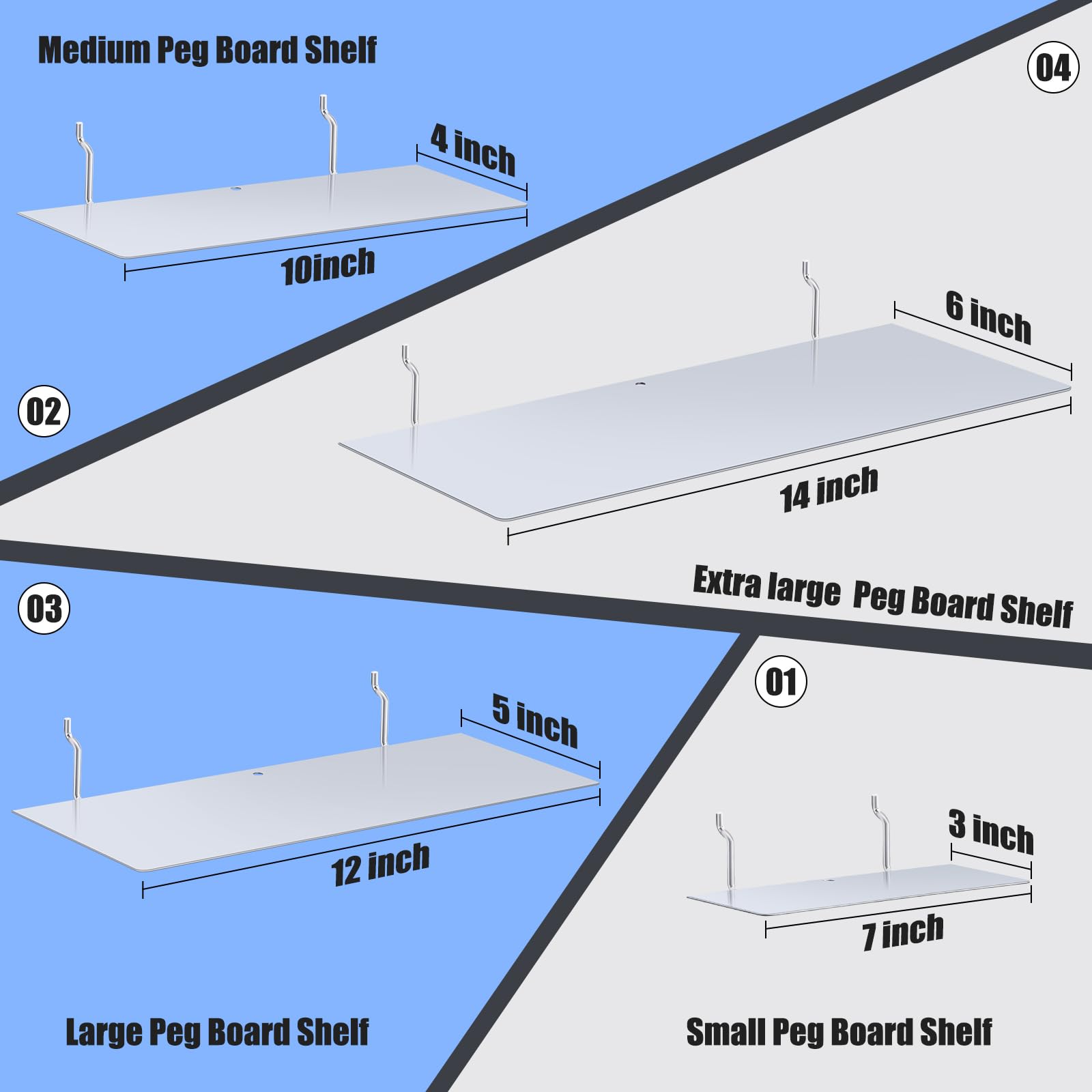 Amazon.com: Funrous 4 Pack Pegboard Shelves Wall Organizer