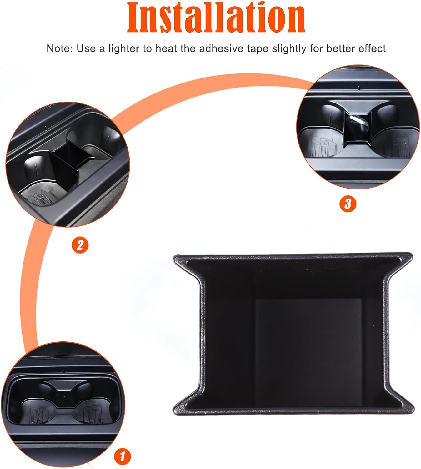 PIUGILH Front Center Console Cup Holder Divider Storage Box Compatible with 2022 2023 2024 Land Rover Defender Accessories, Front Cup Holder Insert Key Storage Tray, Black