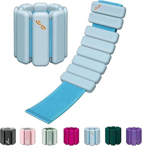 Miniatura 18 de Sportneer Wrist & Ankle Weights for Women Men - 1 Pair (1 lb/2 lb Each) | Adjustable Weighted Bracelet Silicone Bangles for Yoga, Dance, Pilates,