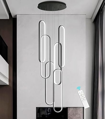 Miniatura 8 de Candelabros LED modernos para entrada de vestíbulo, techo alto, lámparas de escalera largas, regulables, montaje empotrado, alto recibidor,