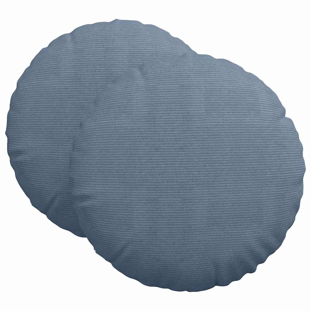 2er Set Sitzkissen Ø 80 cm Blau Cordstoff Bodenkissen | Große weiche Bodenkissen im 2er Set aus Cordstoff für Wohnzimmer und Leseecke, mit abnehmbarem Bezug.