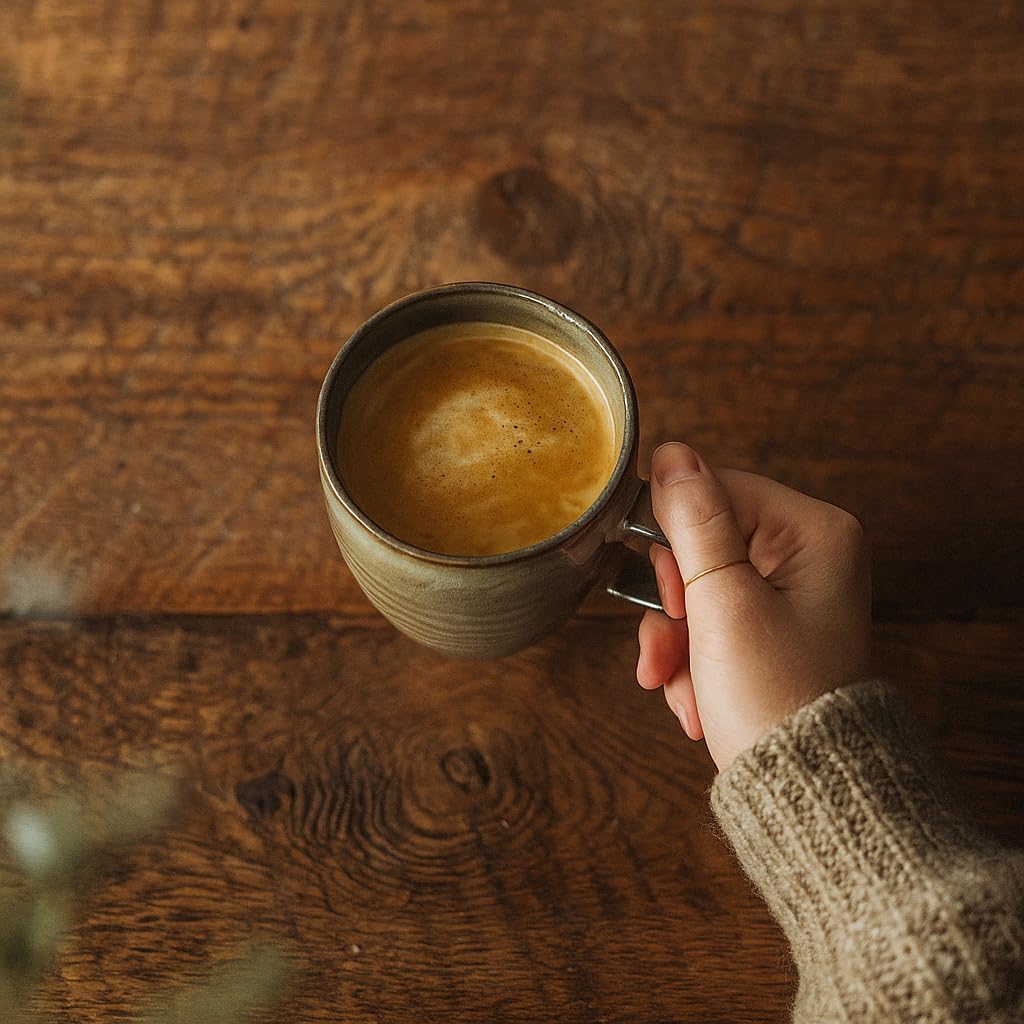 Ava Nord Juego de 4 tazas de café de cerámica de 14 onzas con asa, juego de tazas de café de cerámica de esmalte reactivo para té, latte, capuchino, cacao, chocolate caliente, aptas para microondas y