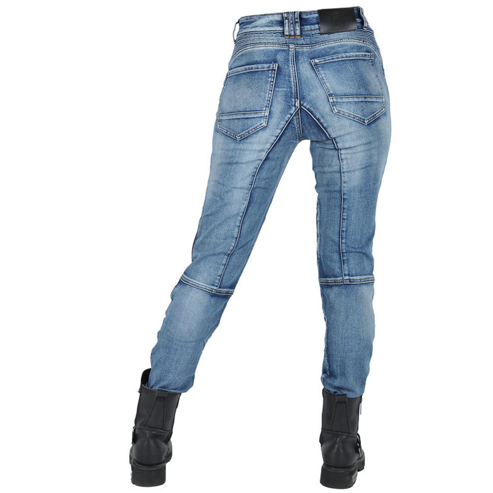Femme Pantalon de Moto en Jean Anti-déchirure Stretch Vintage Pantalon de Protection avec Amovible Améliorée Protéger Pads pour Racing Vélo