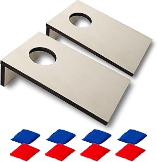 DBlosp Mini Tabletop Cornhole Boards - 7.8x4.7in Wooden Desktop Toss Game with 8 Bean Bags, Portable for Office Travel