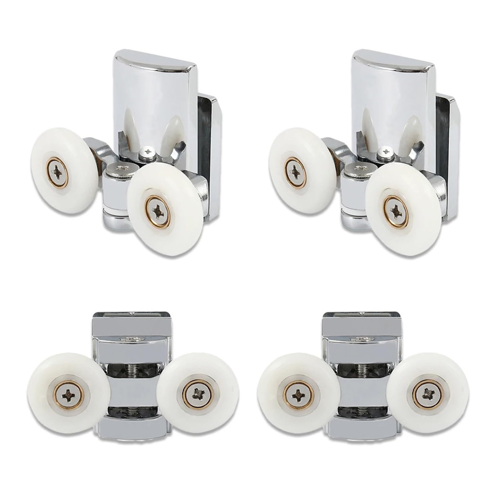 Glass Sliding Door Rollers 4 piezas de repuesto for mampara ducha, rodillos gemelos, ruedas, poleas metal, diámetro rueda 23 mm