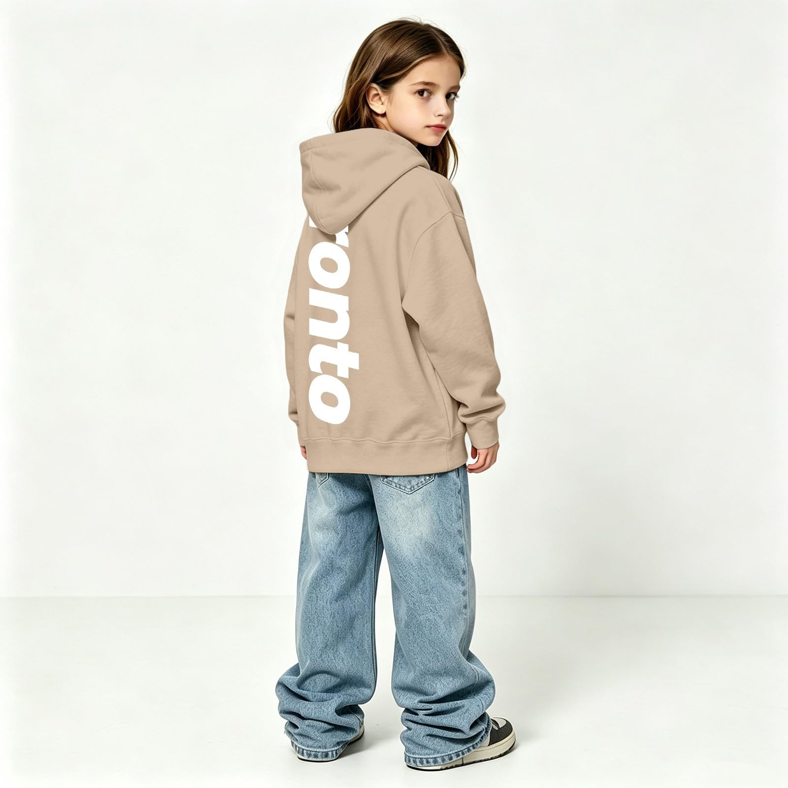 Felpa Oversize con Cappuccio e Stampa Urbana per Ragazzo, Maniche Lunghe, Stile Streetwear, Casual e Comoda per Bambini.