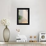 Petit miroir de salle de bain rustique noir, 11.8x15.8 pouces Cadre en bois Rectangle Miroir mural, suspendu horizontalement ou verticalement, adapté pour salon Salle de bains Chambre Entrée