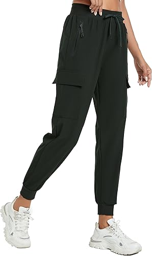 Miniatura 1 de Pantalones cargo para mujer con bolsillo, de secado rápido, para entrenamiento, atléticos, con cordón, para viajes, uso casual, al aire libre,