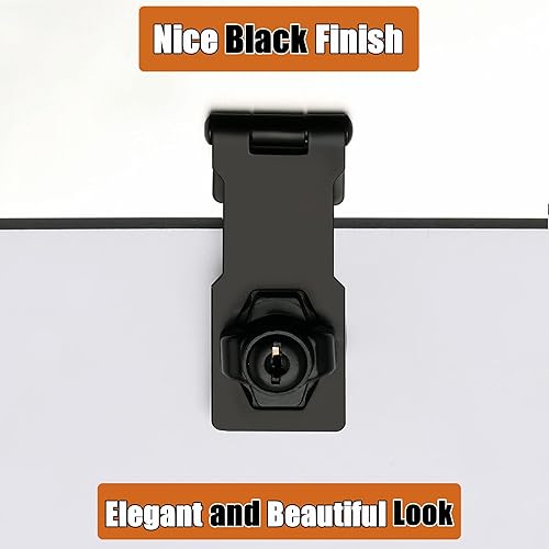 Miniatura 3 de Alise Cerradura de cerrojo, cerradura de bisagra de puerta con llaves, cierre de cierre negro, cerraduras para puertas, pestillos de pecho de 3