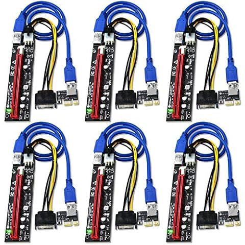 FebSmart GPU Riser for Ethereum Mining Rigs, PCIE Risers for ETH Mining Rigs, GPU Extension Cable, PCIE Extension Cable, PCIE X16 Riser, VER006C PCIE Riser, VER006C GPU Riser (Black-6PCS) Cover