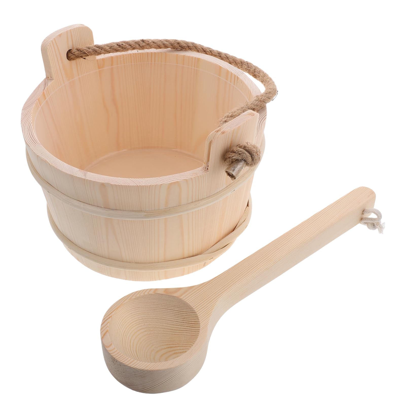 iplusmile Secchio in Legno per Sauna Mestolo, Kit Beige per Spa
