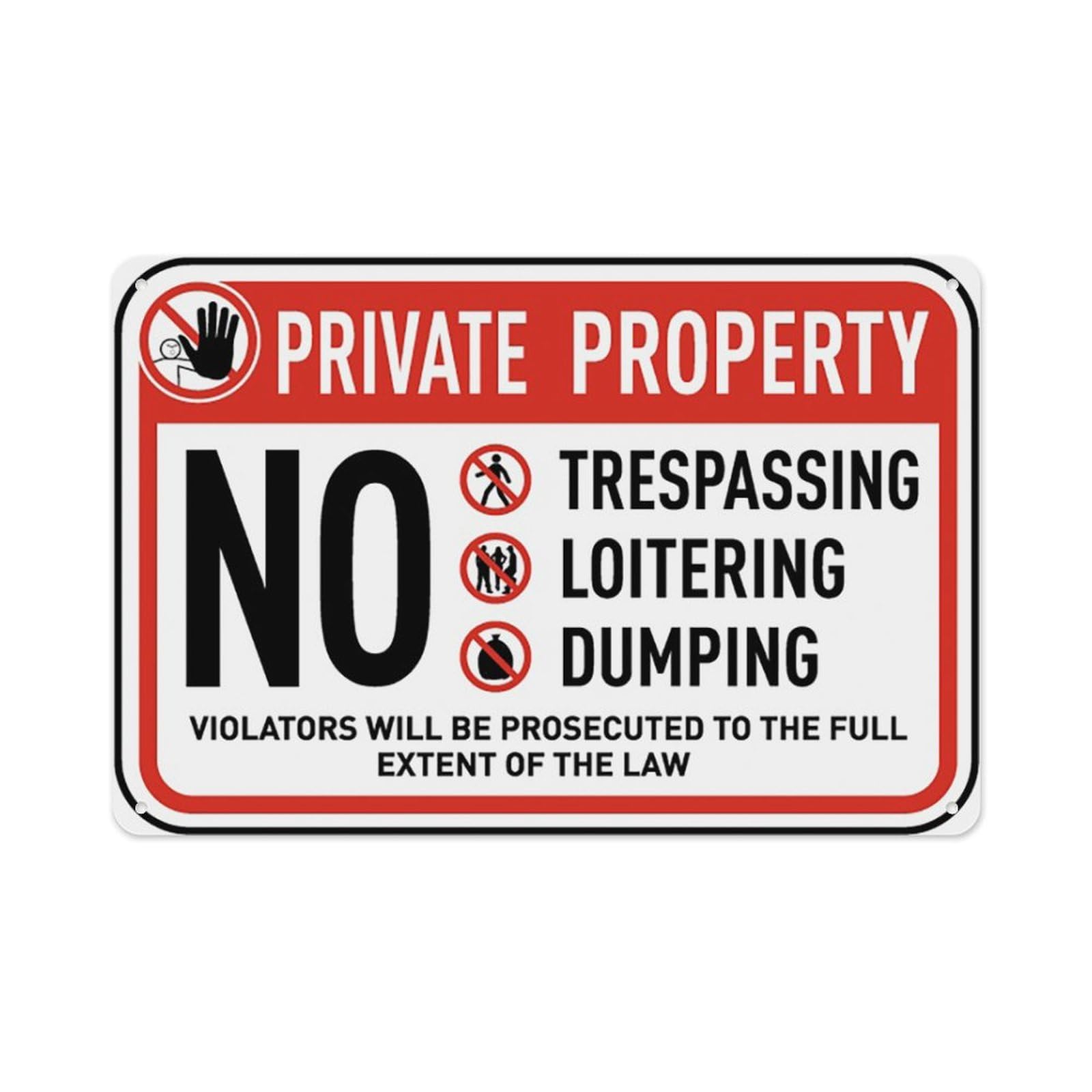 peiyeety No Trespassing Dumping Sign Aluminum Tin Warning Signs For Home Outdoor Garden 12X16 Inches