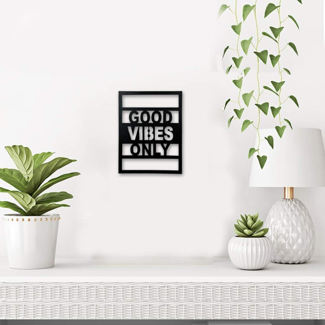 Sehaz Artworks Good Vibes Plaque Sign - Black Wooden Plaque Wall Hangings Home Room & Wall Decor Wall Art