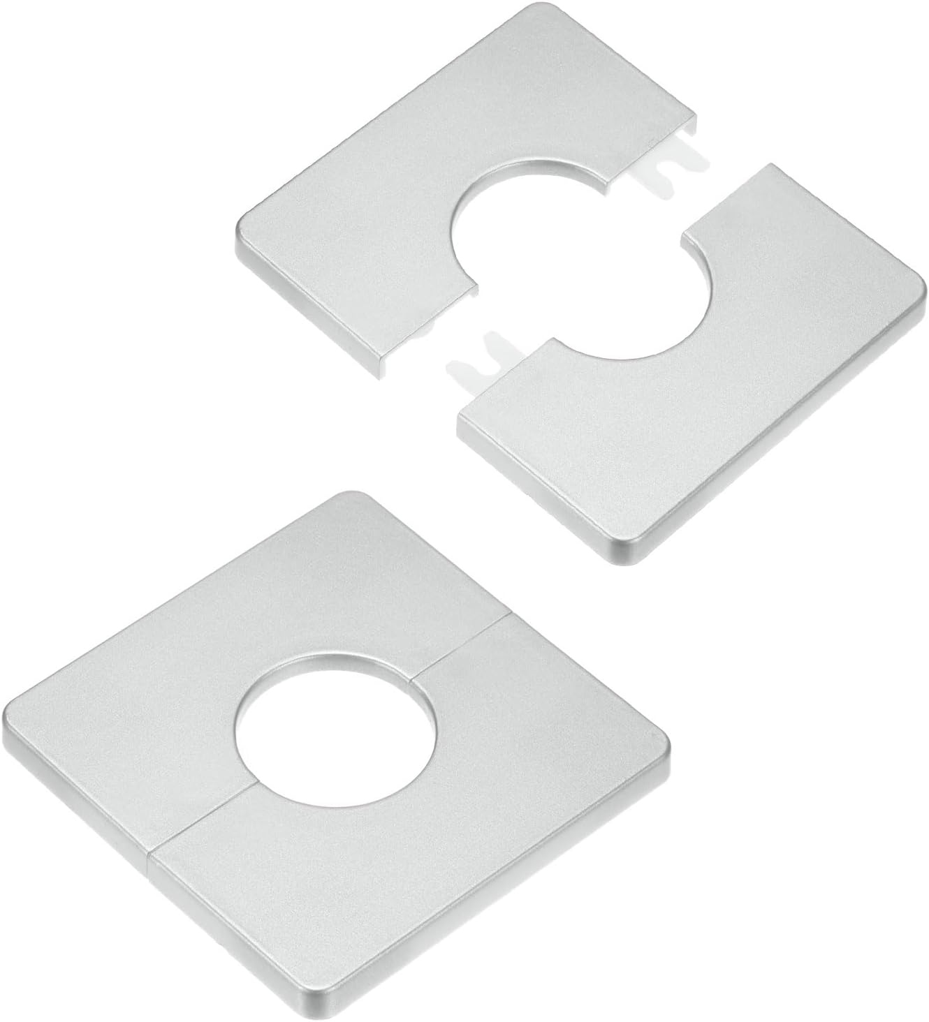 M METERXITY 2-Pack Wall Split Flange, ABS Square Self-Adhesive Escutcheon Plate Cover Buckle for 51mm/2.01in Dia Pipe Accessories/Floor/Ceiling, Plumbing Cover Plates [Gray,7mm/0.28in H]
