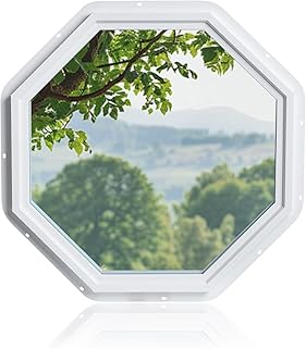 Fixed Double Pane Vinyl Octagon Window Argon Gas Non-Opening Window Low-E Clear Glass (No Grids)