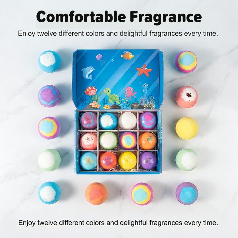 12 Pack Ocean Surprise Bath Bombs for Kids, 2026 Nouve Boule de Bain Enfant avec Surprise Bombe de Bain Moussant avec Surprise Dedans, Bombe de Douche Bath Gift Set pour Garçon et Fille (Animal) - 4