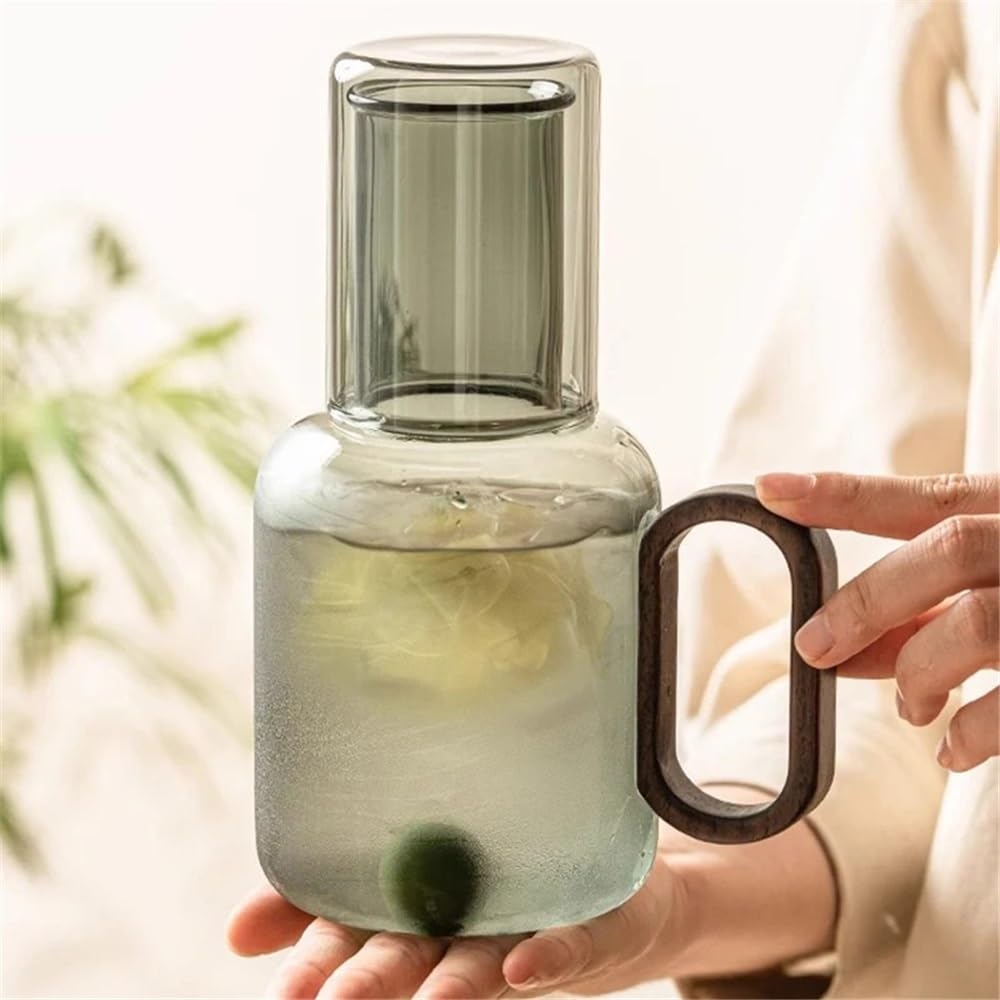 Praktyczny Prosty szklany dzbanek na zimną wodę z kubkiem i uchwytem do użytku domowego, do soków, kawy, mleka, zimnych lub gorących napojów, 850 ml Dzbanek do mrożonej herbaty