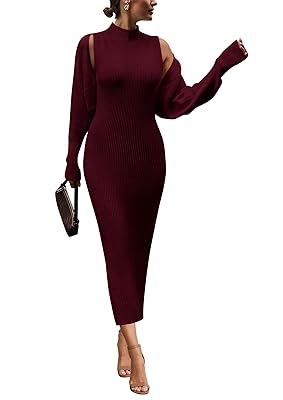 PRETTYGARDEN Women's Fall 2 Piece Outfits Knit Long Sleeve Cropped Cardigan Pullover Sweater Maxi Dress Sets Winter Clothing