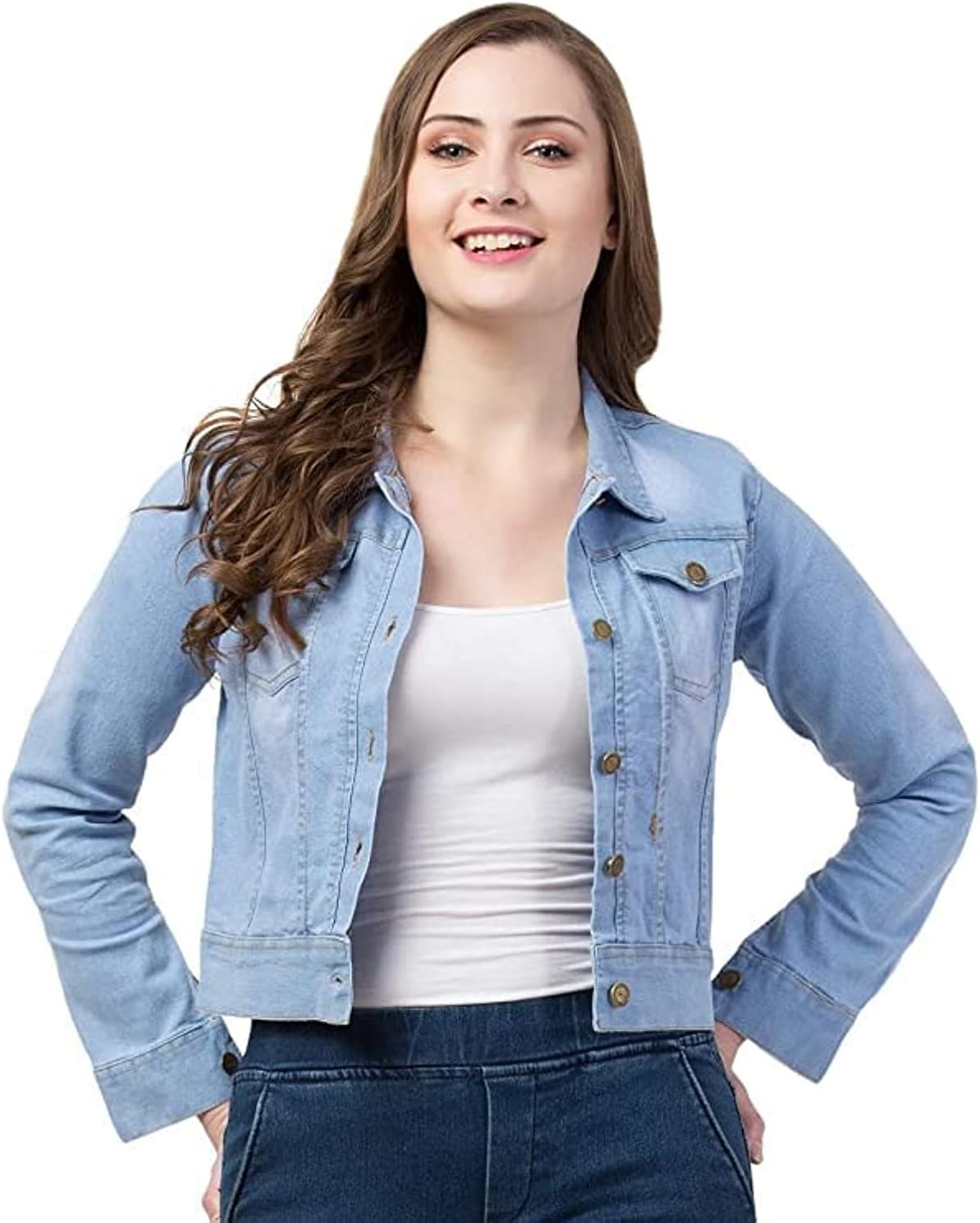 FUNDAY FASHION Womens Denim Standard Length Full Sleeve Solid Jacket
