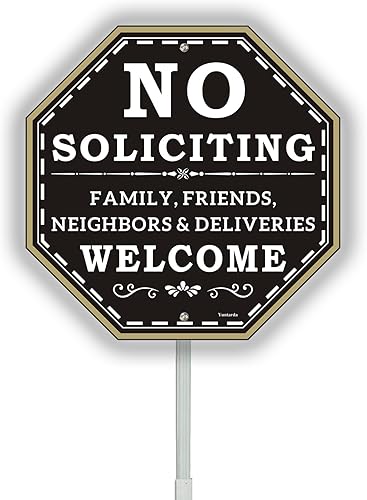 Miniatura 5 de Letreros grandes de No Soliciting para casa o negocio, paquete de 2 carteles de metal de aluminio de 14 x 10 pulgadas de 14 x 10 pulgadas, sin