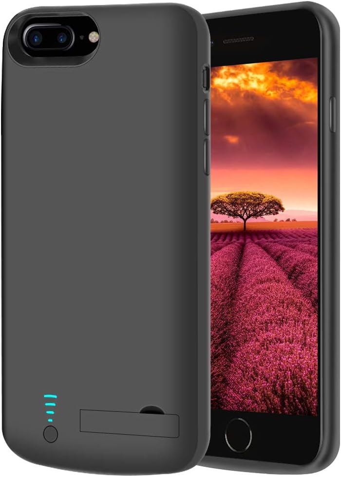 [Upgraded] Bahonda Battery Case for iPhone 8 Plus/7 Plus/6S Plus/6 Plus, 8000mAh Rechargeable Extended Battery Charging/Charger Case, Adds 2x Extra Juice, Supports Wired Headphones