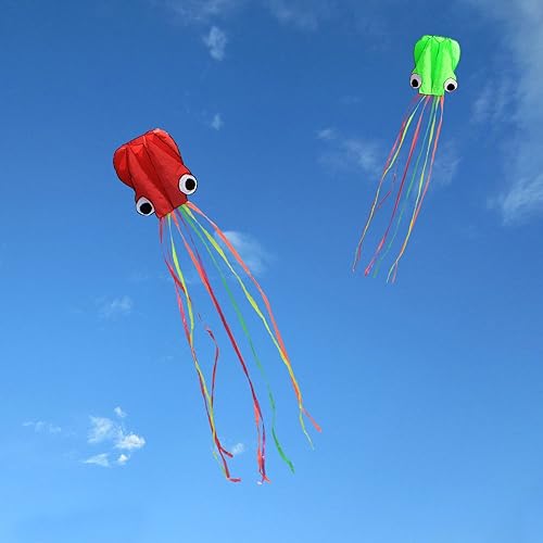 Vista 41 de Hengda Kite Soft Octopus Kite Series, Beautiful Kite with Long Colorful Tail for Kids and Adults, Easy to Fly Beach Kites, Excellent Outdoor