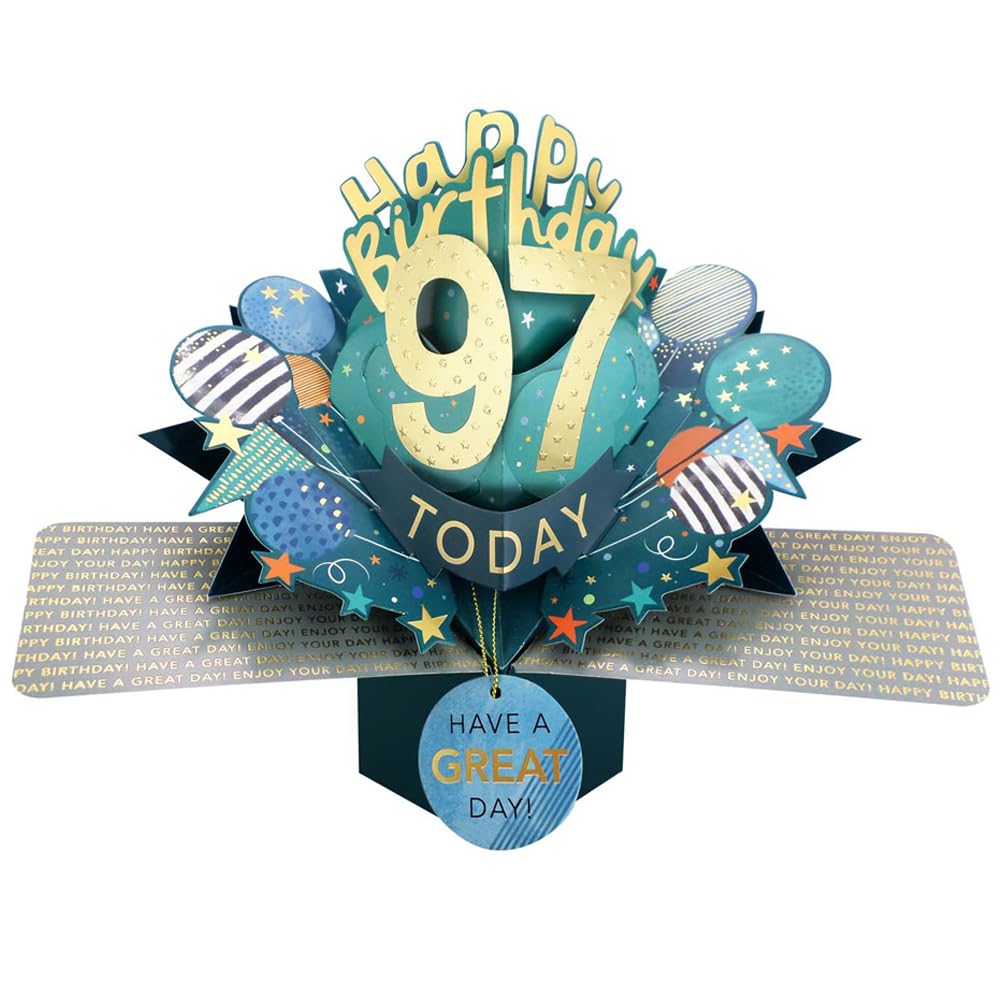 97 Today Happy 97th Birthday Pop-Up Greeting Card Love Kate's Pop Up Cards Him Design POP237MC97 — image 1