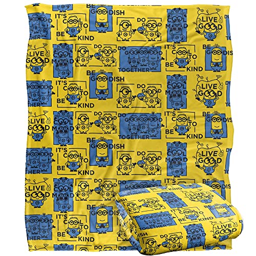 Minions Positively Squares Pattern Plaid Ultra Doux au Toucher Soyeux – 152 x 127 cm
