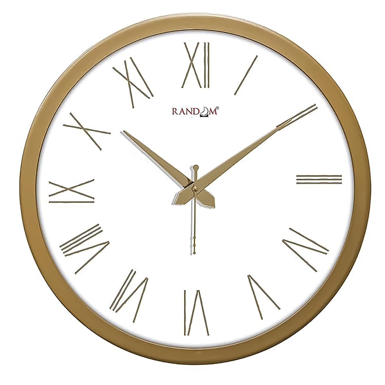 RANDOM 12 Inch Roman Numbers Modern Stylish Tic TOC Wall Clock for Home, Living Room, Bedroom, Lobby, Office, and Kitchen (Golden)-picture-18