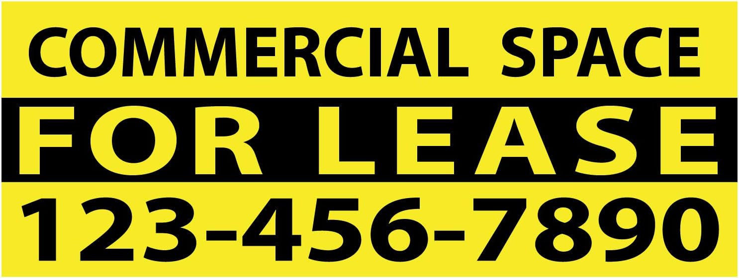 Commercial Space for Lease Vinyl Banner 11 oz with Metal Grommets & Hemmed Edges for Decoration, Business, Outdoor, Events, Office (48 X 18)