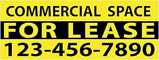 BannerBuzz Vinyl Banner, Commercial Space for Lease, PVC Flex, 11 oz, Hemmed Edges with Grommets, Single Sided Print, Full Color 600DPI Eco Solvent Printing (64