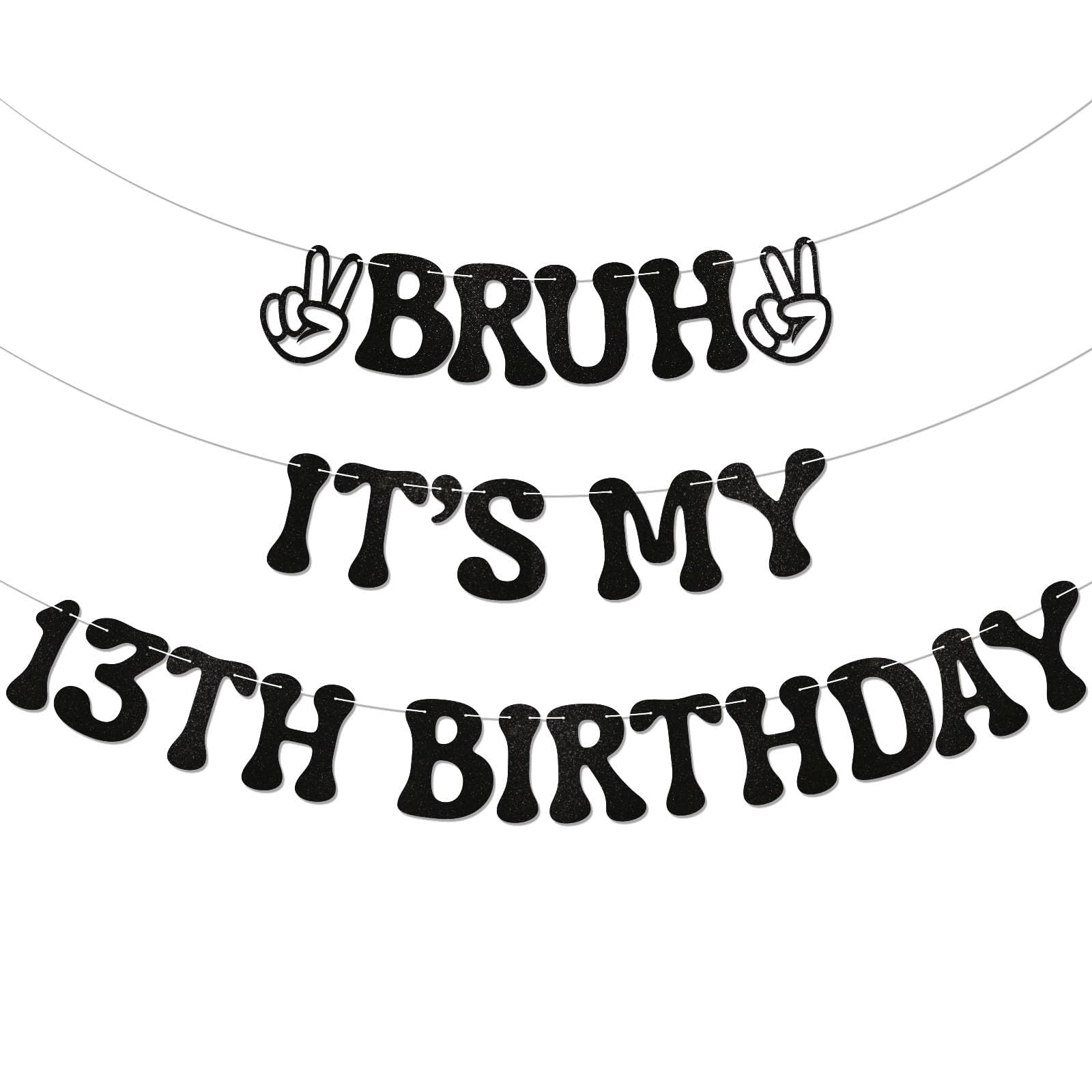 13th Birthday Banner - Bruh It’s My 13th Birthday Party Decor with Upgraded Glitter Letters, Boy 13 Years Old Party Decor, Teen Boy Party Sign,Teen Birthday Party Supplies for Boys Girls