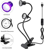 Vista 2 de YXO YUXINOU Accesorio negro con cuello de cisne y abrazadera para curado UV de uñas de gel UV, portátil, doble cabeza, luz negra UV de 5 V, entrada