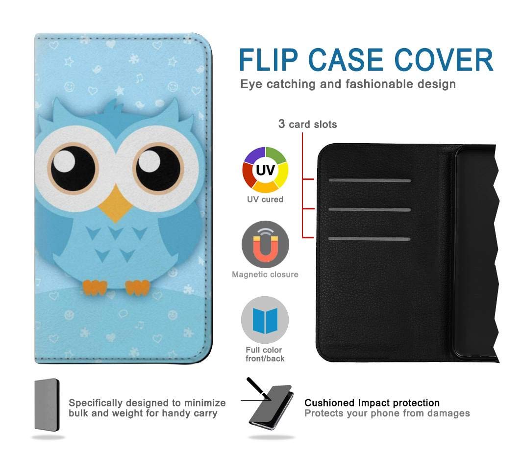 Amazon.com: RW3029 Cute Blue Owl PU Leather Flip Case Cover for