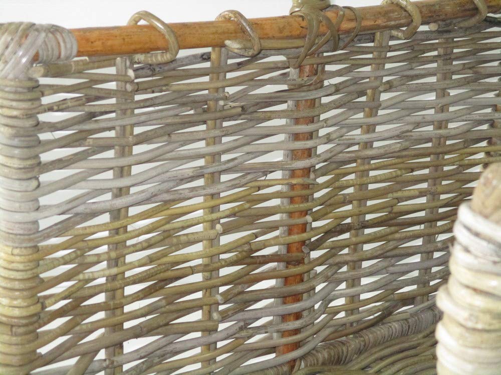 Cesto Porta Legna Porta Legna Vimini con Manico Intreccio in Canna di GIUNCO Molto Robusto CM CM 57X40X34/44 Cesto per Camino