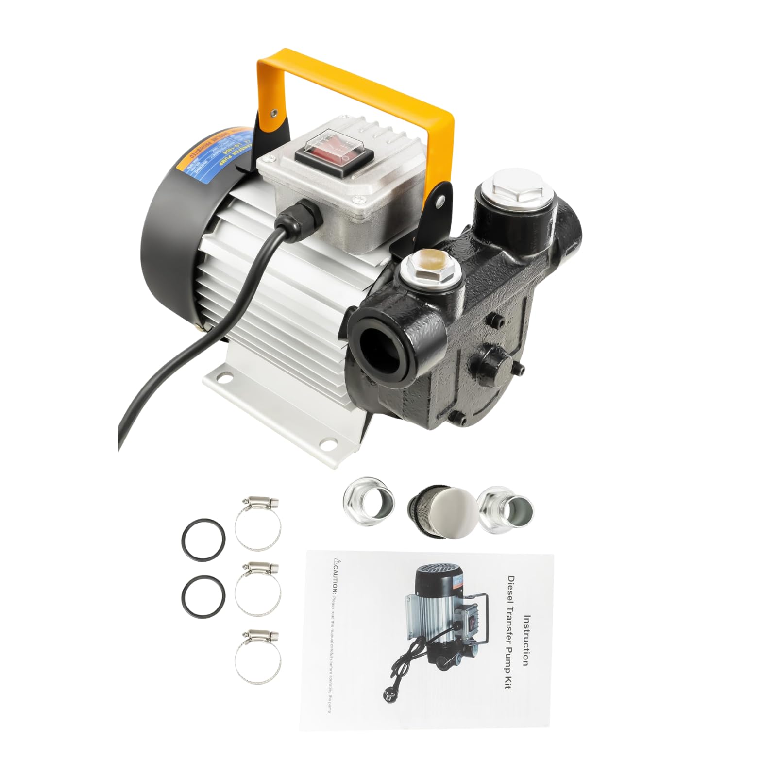 Pompe Electrique Carburant 550W 2800 r/min, Pompe Gasoil 220V Autoaspirante Débit 20-60 L/min Pour Fûts Camions Pellettes Bateaux Avec Filtre Et Base Stable