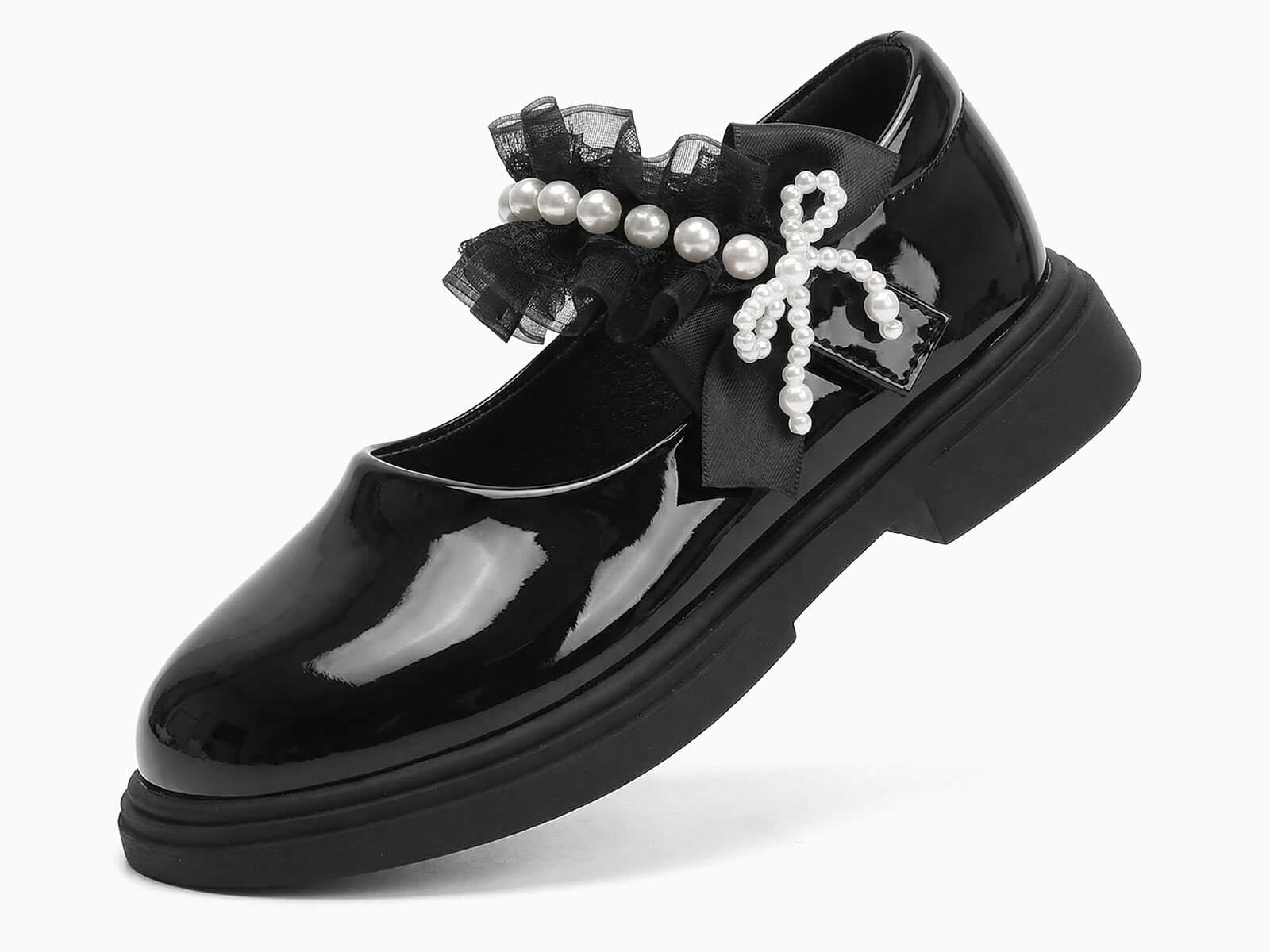 Haloumoning Mary Jane Mädchen-Schuhe, Perlenriemen, Ballerinas, Blumenmädchen, Hochzeit, Party, Pumps