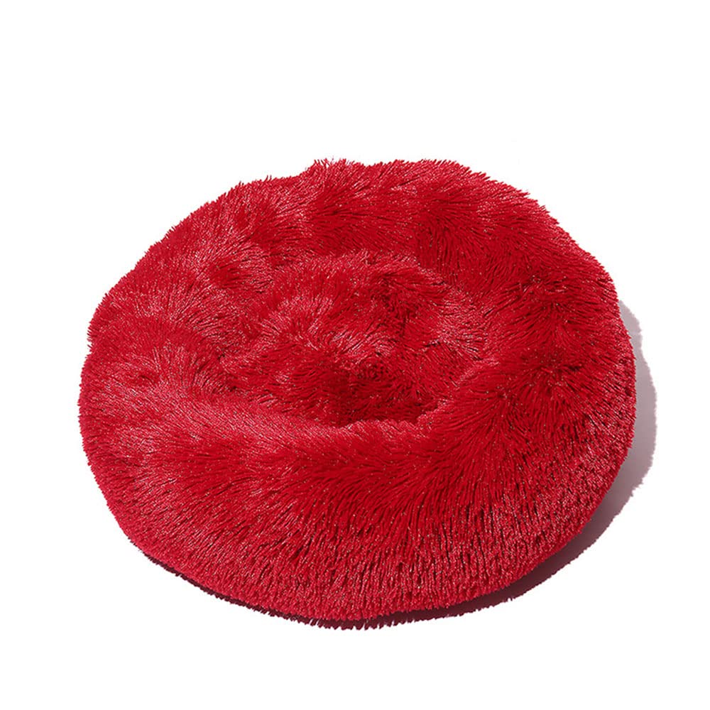 Lukery Dog Cat Donut Bed, Fluffy Plush Puppy Kitten Cuddler Round Bed, Warm and Soft Pet Cosy Anti Anxiety Beds for Small/Medium/Large Dogs (50CM,burgundy) โ image 1