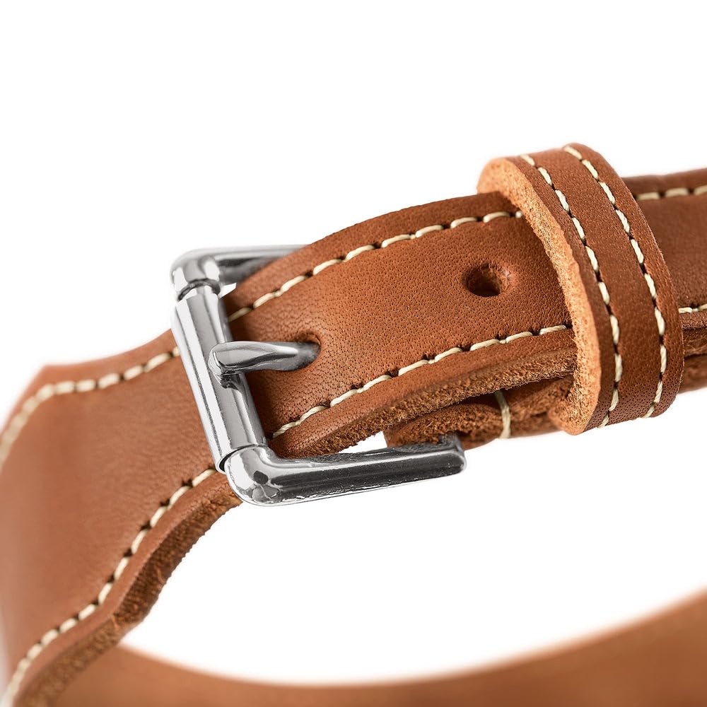 HUNTER Aalborg Collier Extra Large en Cuir Souple avec Coutures contrastées élégantes Noir Taille 60