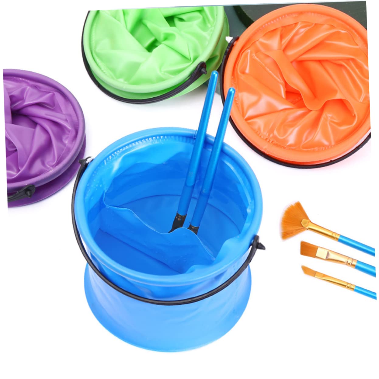 HOMSFOU 2 Set Secchio Pieghevole per Lavaggio Arancione per Pittura E Pulizia Leggero E Facile da Trasportare per Ed Esterno 4 Pezzi*2