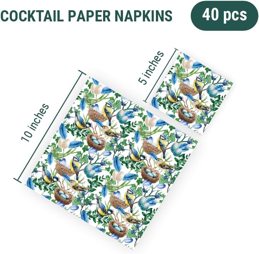 Miniatura 2 de Servilletas de pájaro Blue Birds Nest, 40 unidades, servilletas de cóctel azules I Decoupage Servilletas de papel I Scrapbook Paper I Junk Journal