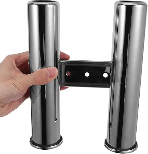 Miniatura 8 de Soporte para caña de pescar: Soporte de caña de pescar de doble tubo, soporte de acero inoxidable 316 de montaje lateral para caña de montar,