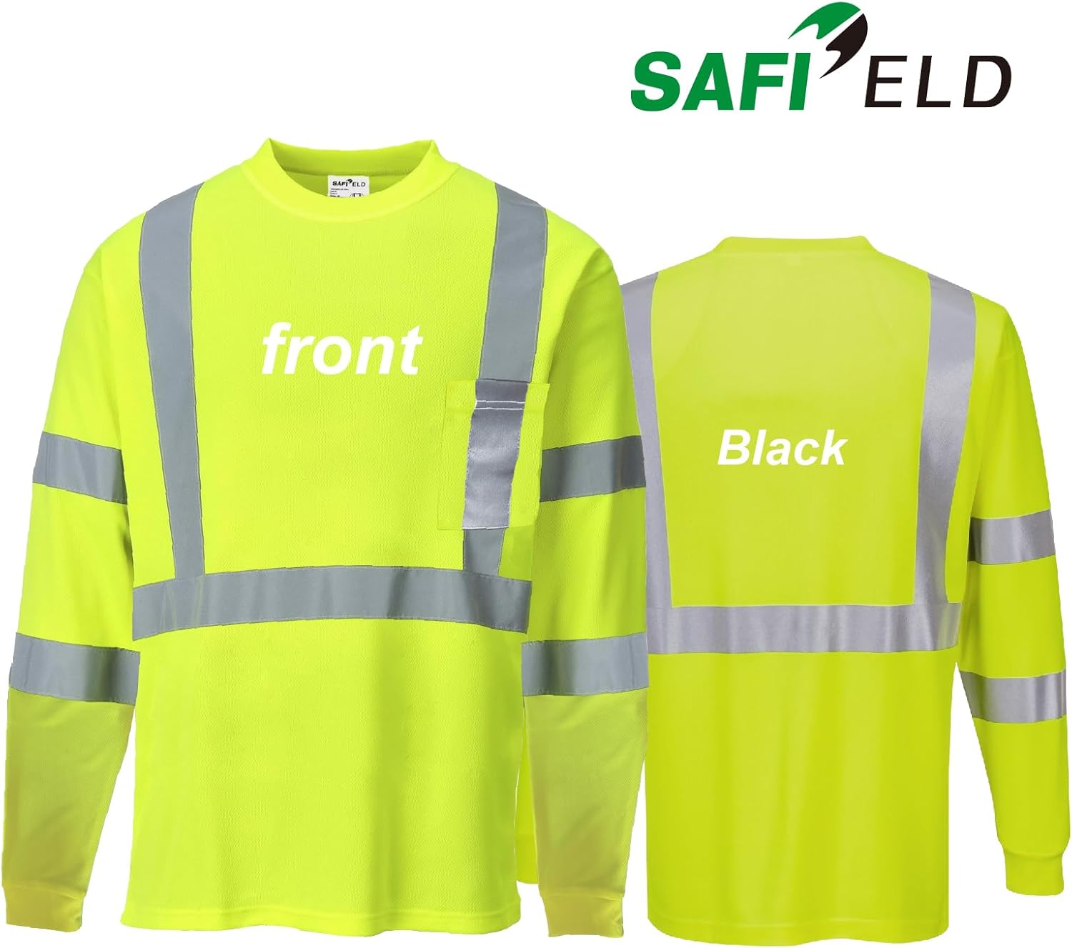 Hi Vis Safety Shirts for Men Reflective,High Visibility Work T-Shirt Short Long Sleeve with Pocket, 3 and 5 Pack - Image 5