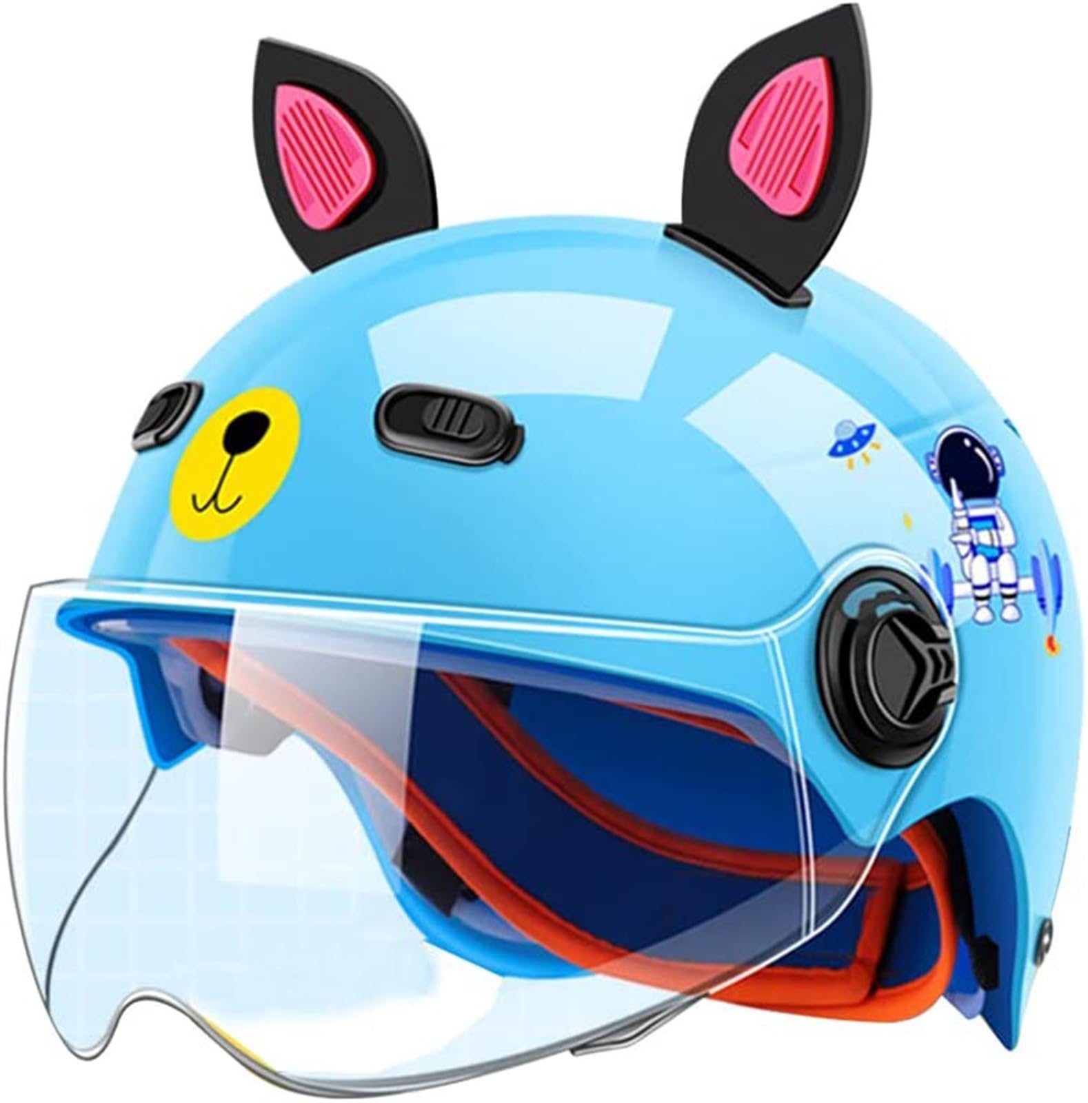 DOT Approved Kids Cat Ears Motorcycle Half Helmet, Retro Child Go-Kart ATV Helmet, Youth Vintage Street Electric Moped Cap for Scooter Dirt-Bike