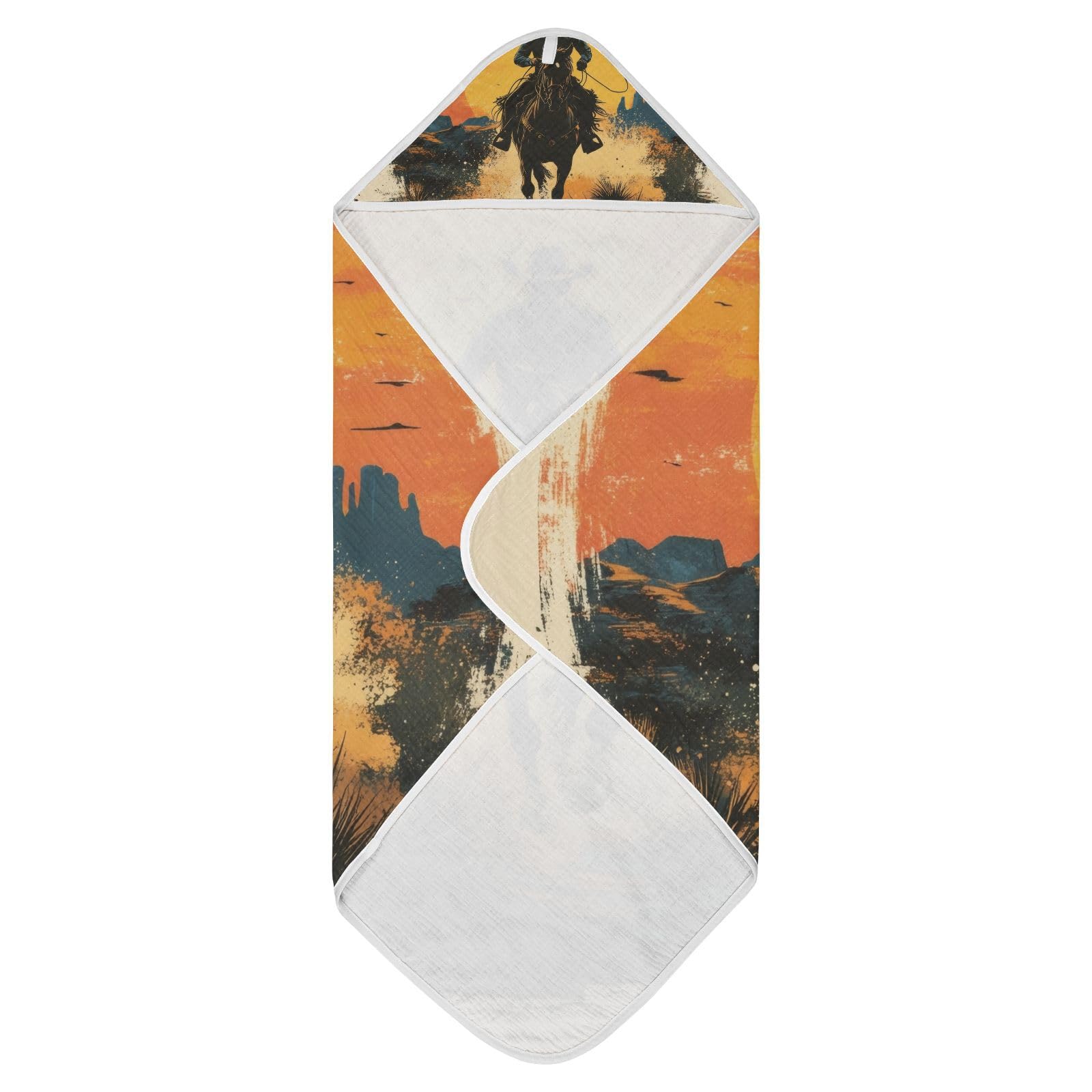 Msyxl Western Cowboy Hooded Towel - Ultra Soft & Absorbent Muslin Cotton Bath Towel for Babies, Toddlers, Newborn - Boys & Girls Essential 30