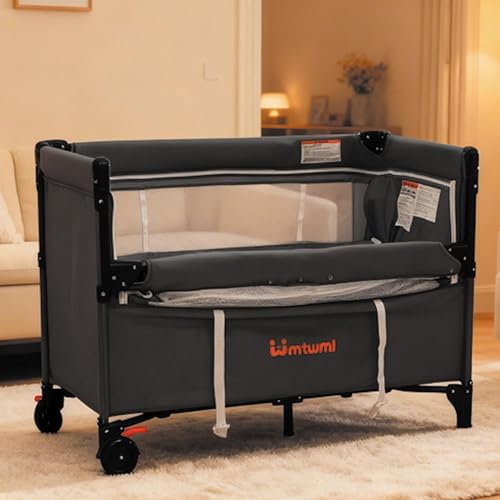Miniatura 5 de MTWML Cuna portátil para bebé, 2 en 1 y cuna de noche con ruedas, configuración de 1 segundo y centro de guardería plegable con bolsa de viaje para