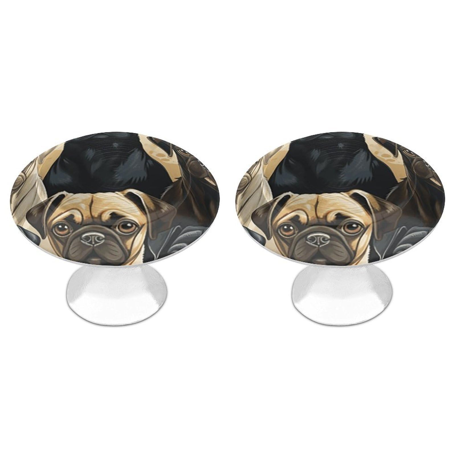DWVTSLH Pug Cabinet Handles 2 Pack Stainless Steel Kitchen Drawer Pulls with Installation Screws Round Dresser Drawer Knobs 1.1 Inch Modern Cabinet Hardware Door Handles